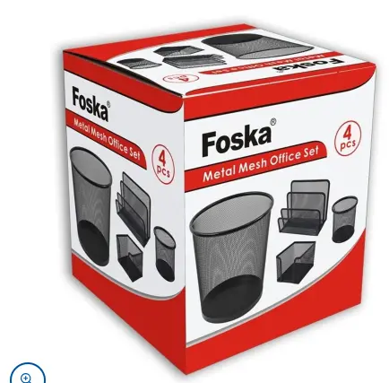[62037] METAL MESH DESK SET 4 PCS FOSKA