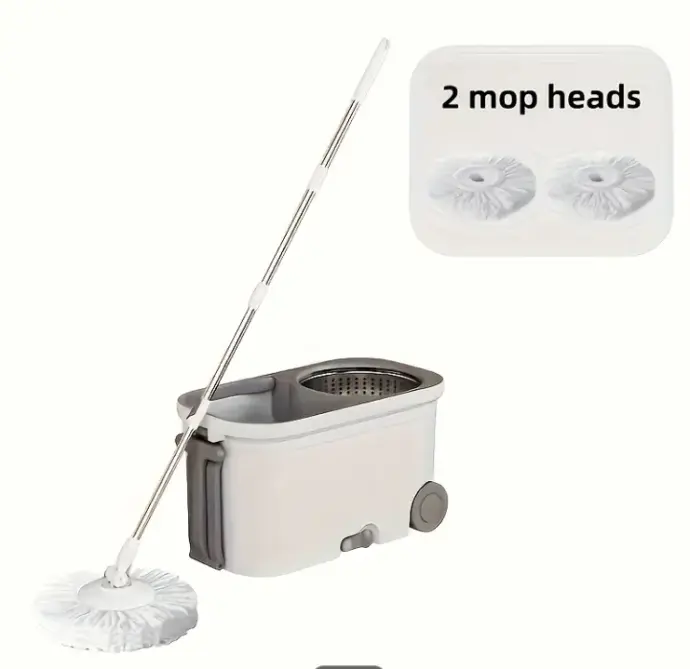 360° microfiber spin mop with bucket and telescopic handle