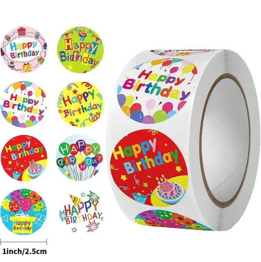 Birthday stickers (25mm 500pcs)