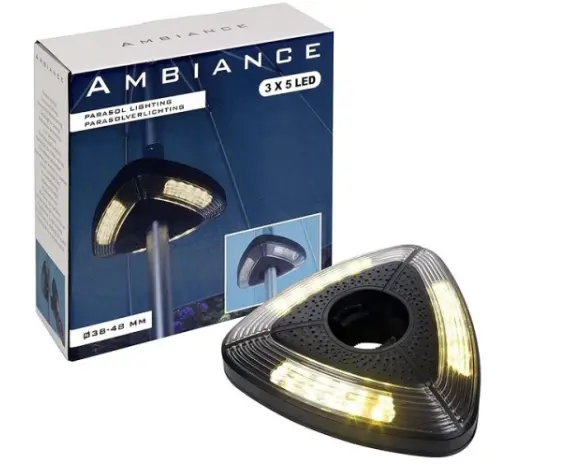 Triangular LED parasol light for 38-48 mm pole