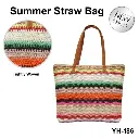 [YH-186 ZT] Summer straw bag 46 x 37 x 10 cm with built-in pouch