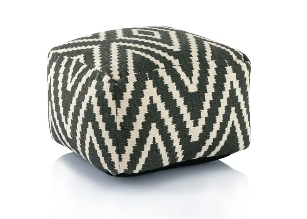 [5528DT] Pouf Cube Kilim Noir