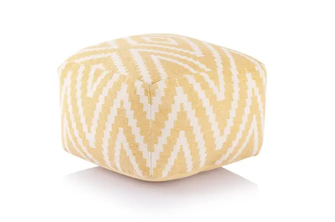 Kilim cube pouf yellow 55x37x55 cm cotton and polystyrene