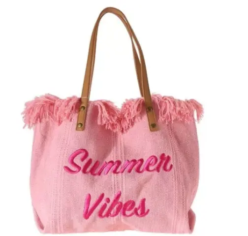SAC DE PLAGE BOHO Avec pompons de roses TP11R