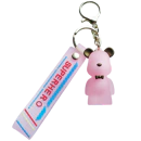 Porte-clés ours étiquette rose transparent