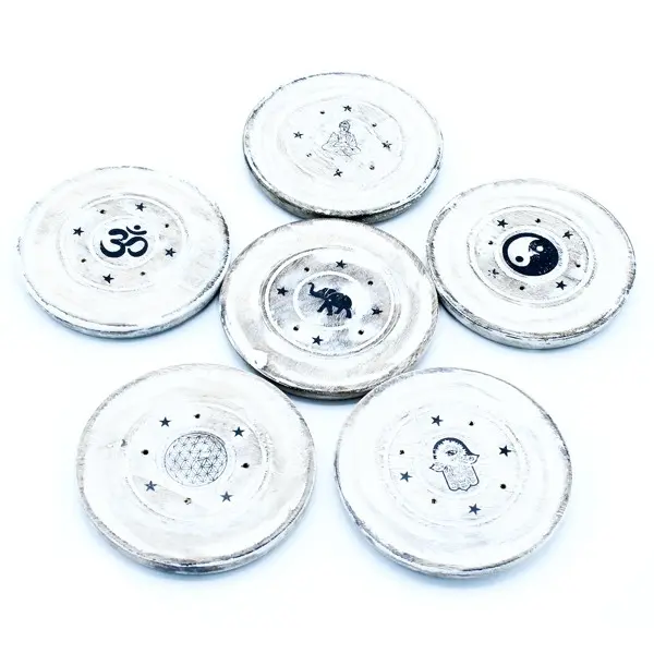 [WWIH-02] Washed White Incense Holder - Cone and Incense Dis