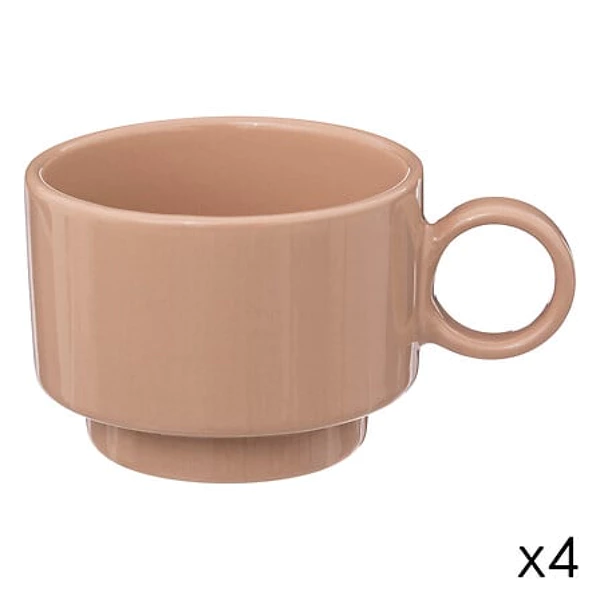 Set of 4 retro nude coffee cups, 10cl, light pink
