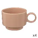 [194151B] 4 Retro Nude Coffee Cups 10cl, Light Pink