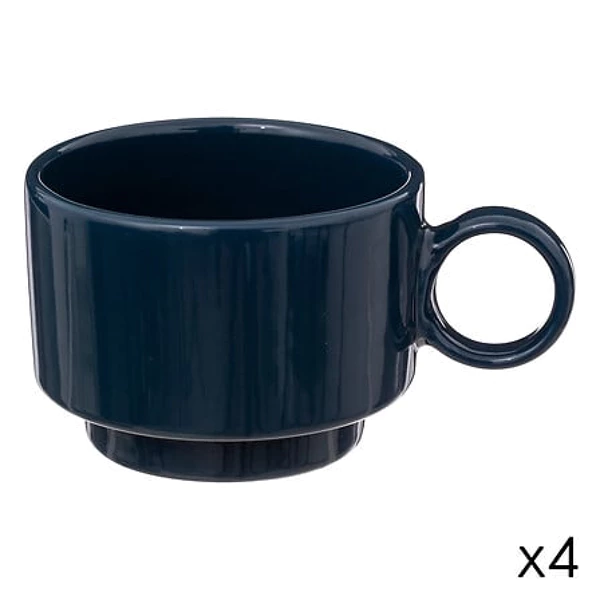 [194151A] 4 tasses Cafe retro bleu 10cl, bleu encre