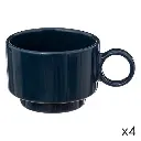[194151A] 4 retro blue coffee cups 10cl, ink blue