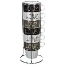 [118677] Rack of 6 m love mugs 26cl, multi-colored