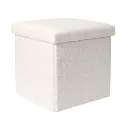 [HD0058] Coffre pouf pliable bouclette blanc