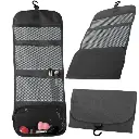 Foldable travel cosmetic bag with organizer