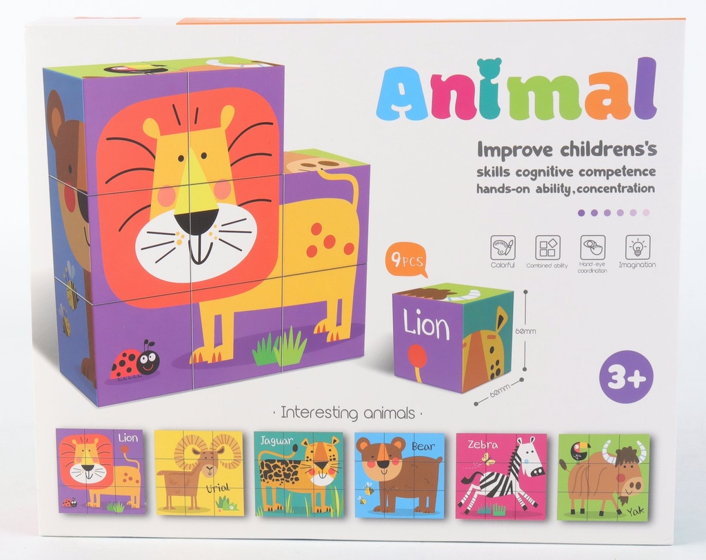ANIMAL JIGSAW BLOCKS- PUZZLE CUBE 6 EN 1