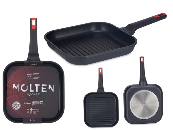 Poele a Griller 28x28cm en fonte à induction complète 