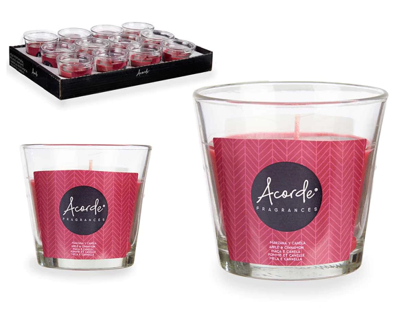 [41642] Bougie verre pomme et cannelle 28h