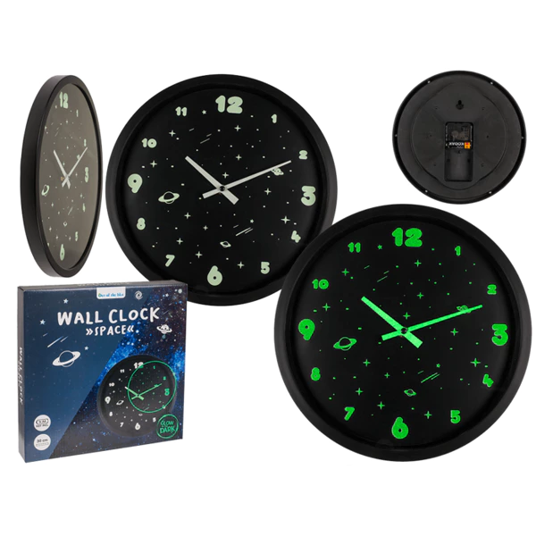 [79/3302] Horloge murale, Espace, brille dans le noir
