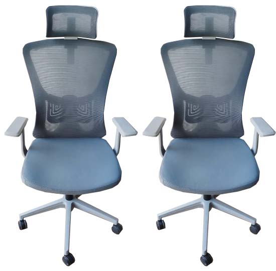 PROMO - LOT DE 2 Chaises de Bureau Gris