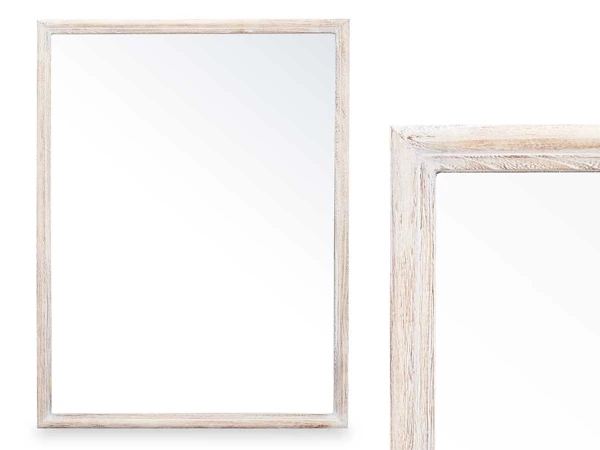 [65409] Miroir mural cadre en bois 65 x 85 cm naturel