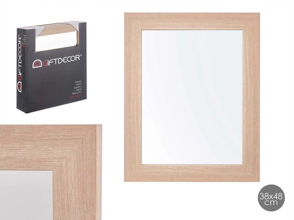 [22040] Mirror 38x48 natural brown frame