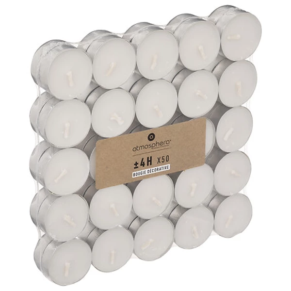 [103111] Bougie chauffe-plat x50 many blanche D3.7 blanc