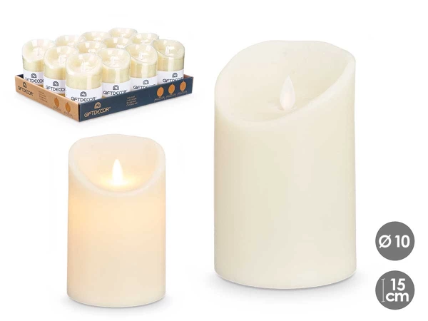[60542] Bougie led creme haute et large