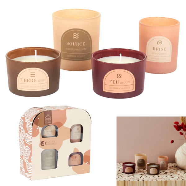 Scented candle x4 box of 4 elements