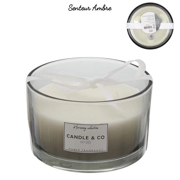 Bougie parfumee 3 meches gris harmony D13cm