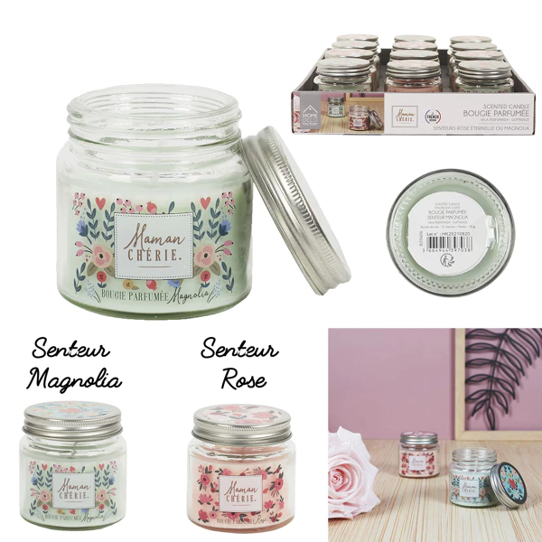 Bougie parfume pot maman H6.5cm, 2-fois assorti