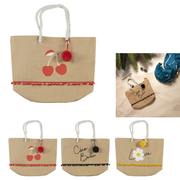 Pop beach bag 38x55cm, 3-fold assorted