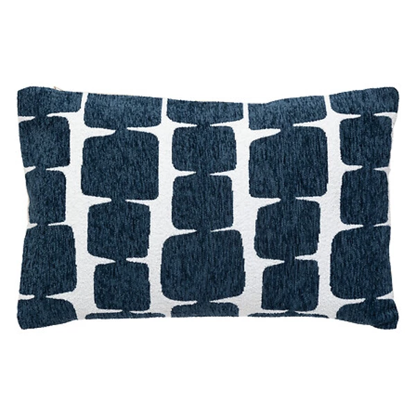 [204482E] Housse coussin chen jeni 30x50cm, bleu egéen