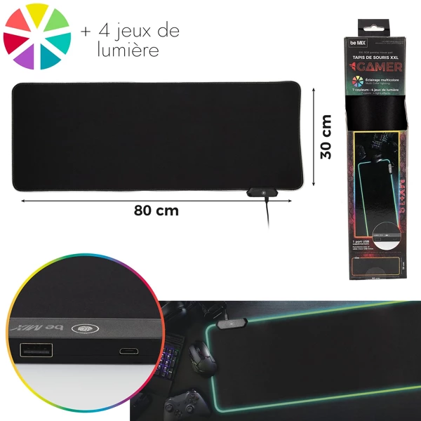 XL RGB gaming mouse carpet 2 USB ports