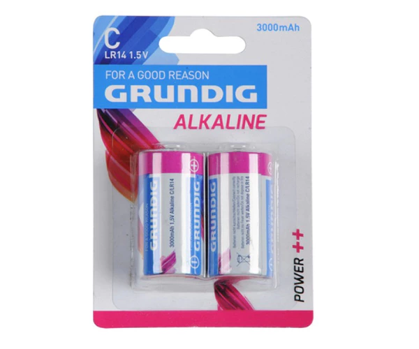 [A51670] Grundig Alkaline C Batteries, 2 Pack, LR14, 1.5v