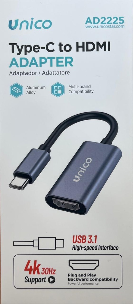 - Adaptateur TYPE C mâle vers HDMI femelle, couleu