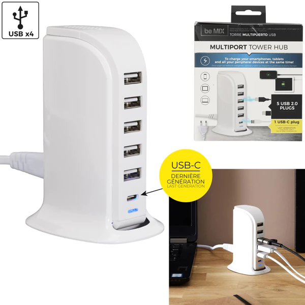 [HT2211] USB hub x5 and type c x1 multiport tower