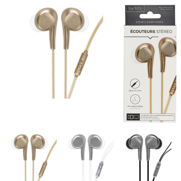 wired metallic headphones hands-free kit