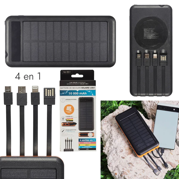 [HT0072] Batterie portable solaire 10000mah cable inclus