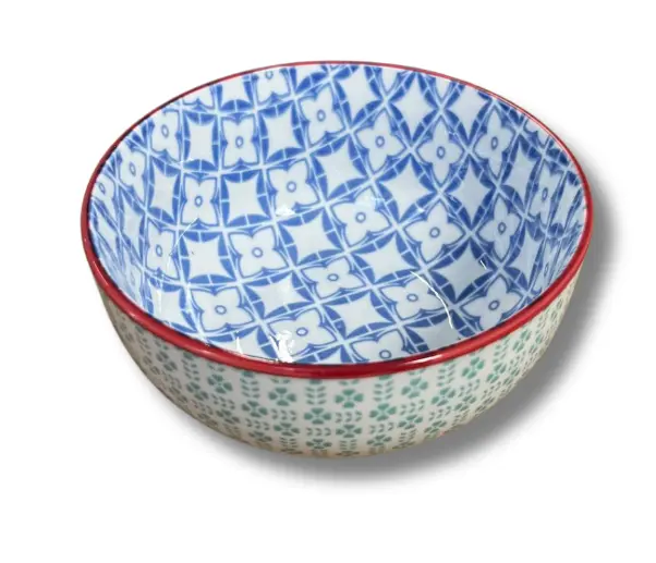 [Vert Clair] Printed ceramic bowl. Double pattern. 14cm diameter. (Vert Clair)