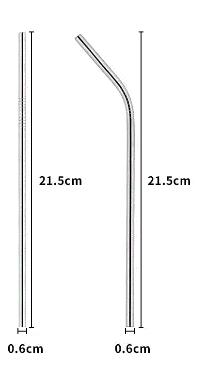 Set of 3 stainless steel straws with brush.