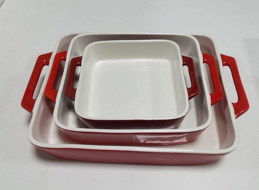 [SET3PLATS] Set of 3 Red  Ceramic Baking dishes