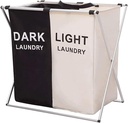 Foldable laundry basket with 2 compartments