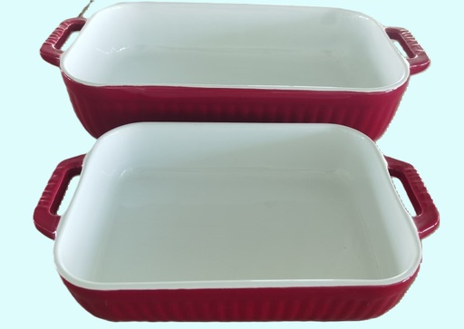 [SET2PLATS] Set of 2 Red Ceramic Baking dishes
