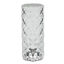 Crystal + telecomm rechargeable LED table lamp