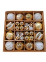 KIT 40 DECORATIONS SAPIN  BLANC & DOREES