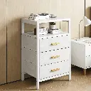 Table de chevet moderne à 3 tiroirs en tissu