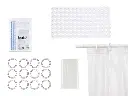 set rideau de bain peva et tapis de douche transparent