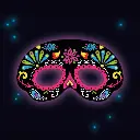 Masque lumineux en plastique colore 19 x 11 cm