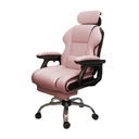 Pink gaming chair with footrest