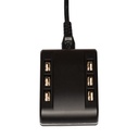 6-port USB charging station, black