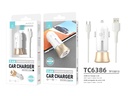Car charger 2 USB 2.4A + 1 m USB-C cable, white/gold